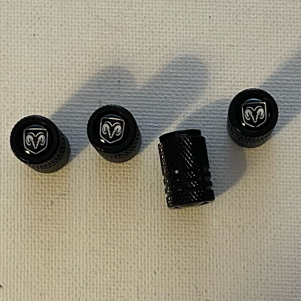 Dodge Logo Valve Stem Caps in Black set of 4 NWT